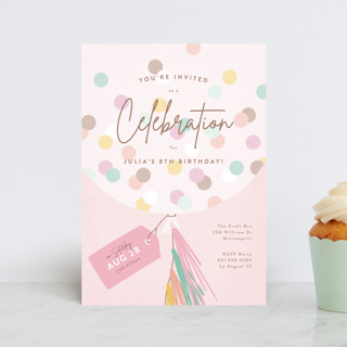 Confetti Balloon Petite Children's Birthday Party Invitations