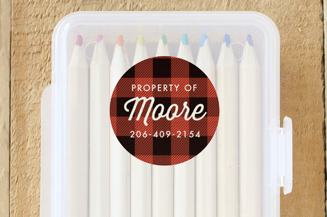 Buffalo Plaid Custom Name Labels