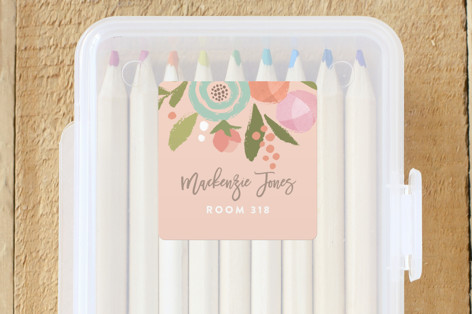 Blooming Peonies Custom Name Labels