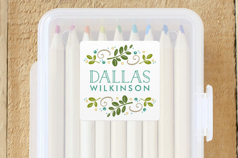 Botanical Crest Custom Name Labels