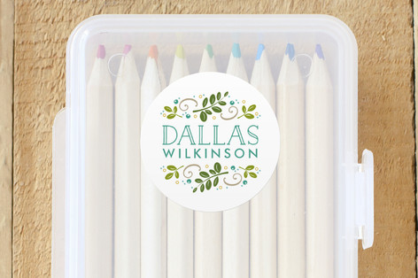 Botanical Crest Custom Name Labels