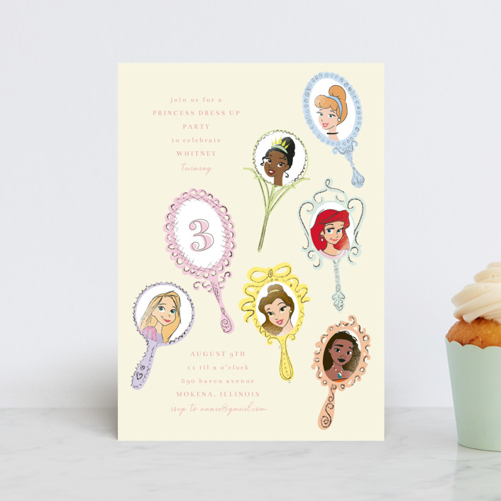 Disney Princess Mirrors Children's Birthday Party Postcards by