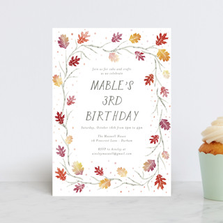 Watercolor Leaf Frame Children's Birthday Party Postcards