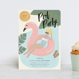 splash flamingo Children's Birthday Party Postcards