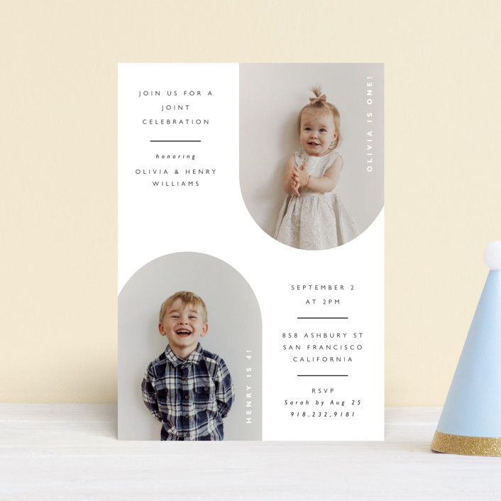 Joint Children's Birthday Party Postcards by Hudson meet Rose Minted