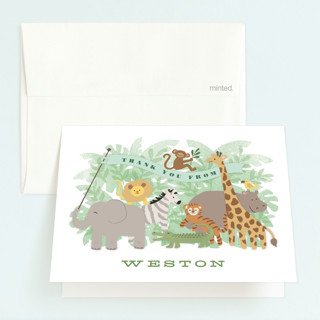 Jungle One Children's Birthday Party Thank You Cards