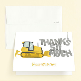 Bulldozer Bash Children's Birthday Party Thank You Cards