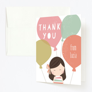Pretty in Pink Children's Birthday Party Thank You Cards