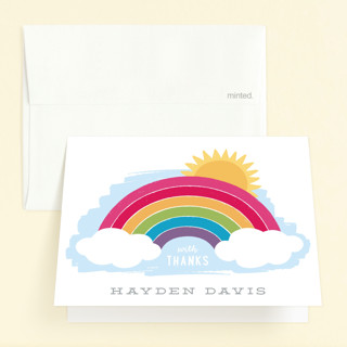 Joyful Rainbow Children's Birthday Party Thank You Cards