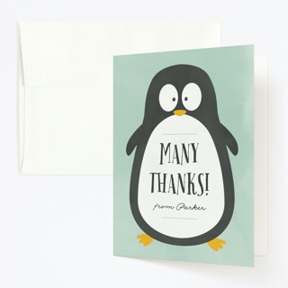 Penguin Party Children's Birthday Party Thank You Cards