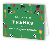 Kick It Soccer Ball Children's Birthday Party Thank You Cards