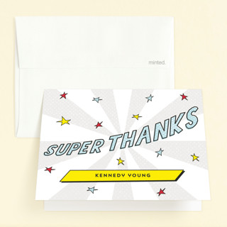 Comic Superhero Children's Birthday Party Thank You Cards