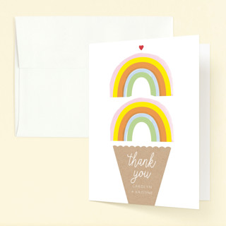 Double Rainbow Scoop Children's Birthday Party Thank You Cards