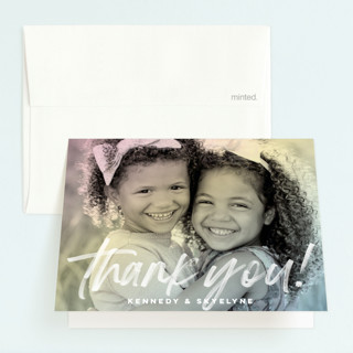 Rainbow Photo Children's Birthday Party Thank You Cards
