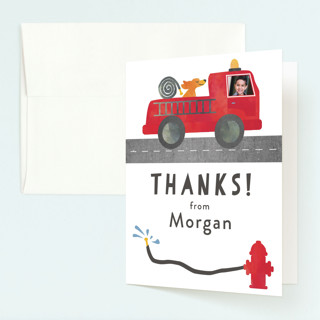 Little Fireman Children's Birthday Party Thank You Cards
