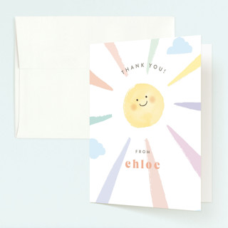 Rainbow sun Children's Birthday Party Thank You Cards