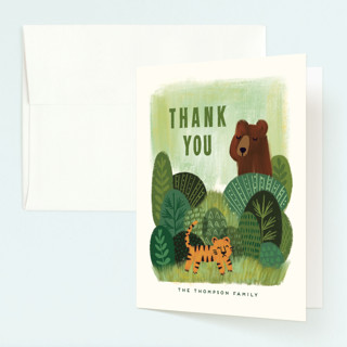 Bear and Tiger Children's Birthday Party Thank You Cards