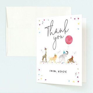 Party Animals Marching to the Music Children's Birthday Party Thank You Cards