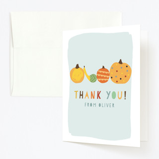 Pumpkin Party Children's Birthday Party Thank You Cards