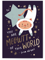 Meowtt of This World Foil-Pressed Classroom Valentine's Day Cards