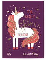 Unicorn Shine Foil-Pressed Classroom Valentine's Day Cards