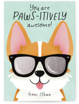 Pawsitively Awesome Foil-Pressed Classroom Valentine's Day Cards