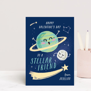 Friendly Planets Postcard Classroom Valentine's Day Cards
