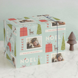 Retro Noel Personalized Wrapping Paper Sheets