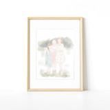 Modern Family Portrait, framed 8x10, Digital Painting Commission Commissioned Original Painting