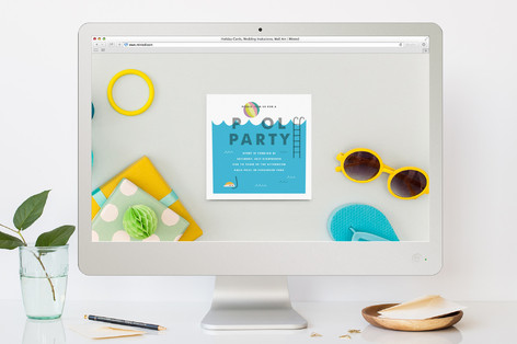 Cool Blue Pool Party Children's Birthday Party Online Invitations