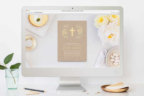 Cross Flowers First Holy Communion Online Invitations