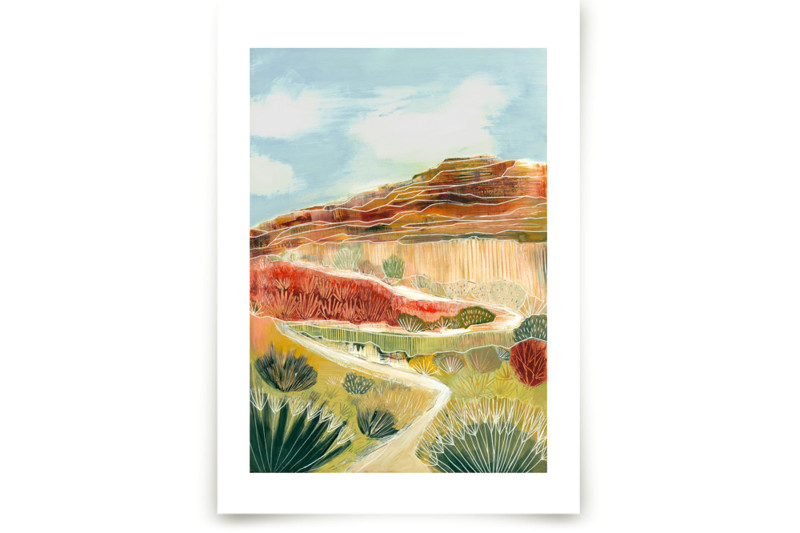 "Ancient Desert Path" - Painting Limited Edition Art Print by Sarah Fitzgerald.