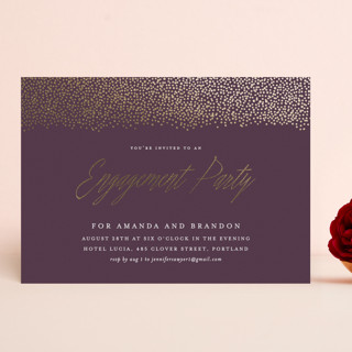 Confetti Curtain Foil-Pressed Engagement Party Invitations
