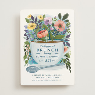 Fresh Floral Brunch Engagement Party Invitations