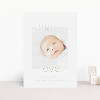 New Love Foil-Pressed Birth Announcement Postcards