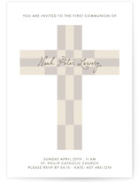 Geo Cross First Holy Communion Invitations