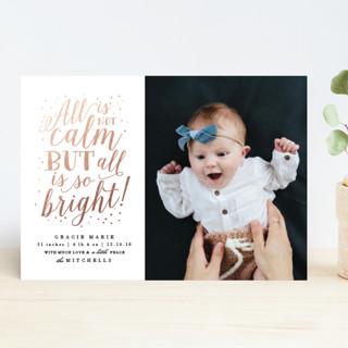 All Is So Bright Foil-Pressed Holiday Birth Announcements