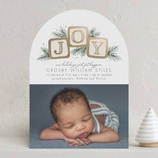 Baby Blocks Foil-Pressed Holiday Birth Announcements