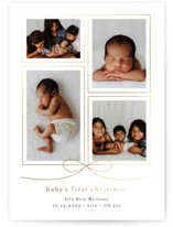With a bow Foil-Pressed Holiday Birth Announcements