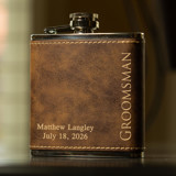 Custom Engraved Rustic Brown Bridal Party Flask Flask