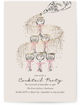 Sparkling Champagne Tower Foil-pressed Party Invitation