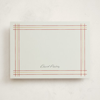 Sketched plaid frame Foil-Pressed 5x7 Personalized Stationery