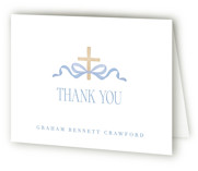 Ribbon and Cross First Holy Communion Thank You Cards