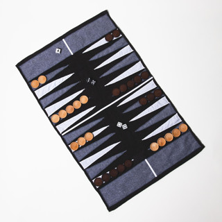 Black, Grey & White Outdoor/Travel Backgammon Set (Wood Pieces) Games
