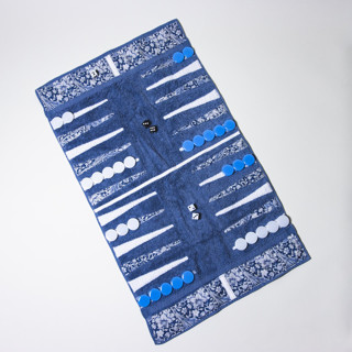 Periwinkle Floral Outdoor/Travel Backgammon Set (Plastic Pieces) Games