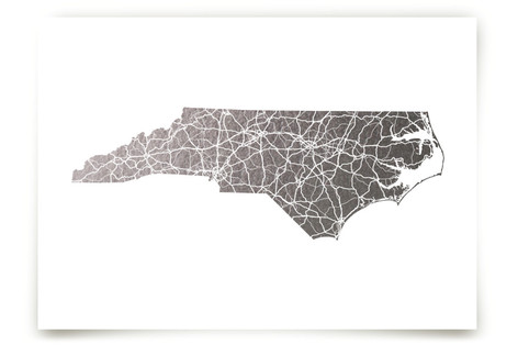 North Carolina Map Foil-Pressed Art Prints