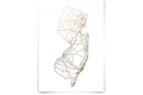 New Jersey Map Foil-Pressed Art Prints