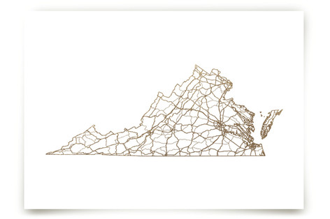 Virginia Map Foil-Pressed Art Prints