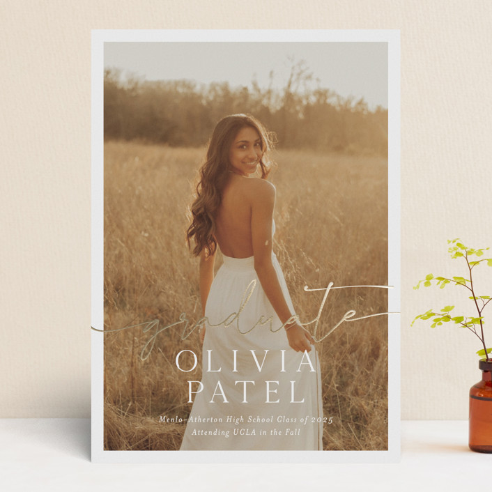 Graduate Script FoilPressed Graduation Announcements by Sarah Curry