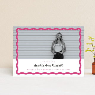 wavy border Graduation Announcement Postcards